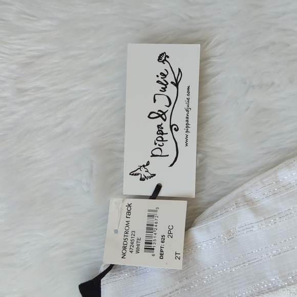 PIPPA & JULIE | White Shimmer Top & Black Leggings Party Holiday Set - Picture 2 of 8